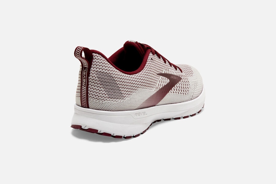 Brooks Running Shoes Womens White/Burgundy - Revel 4 Road - 2983-VXNUA